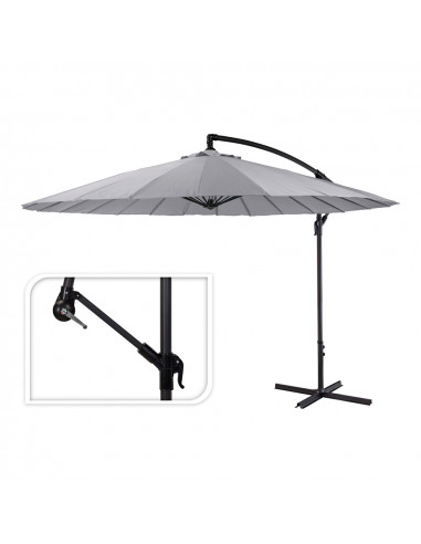 Parasol excentrique hauteur maximum 3m ø300cm couleur: gris clair