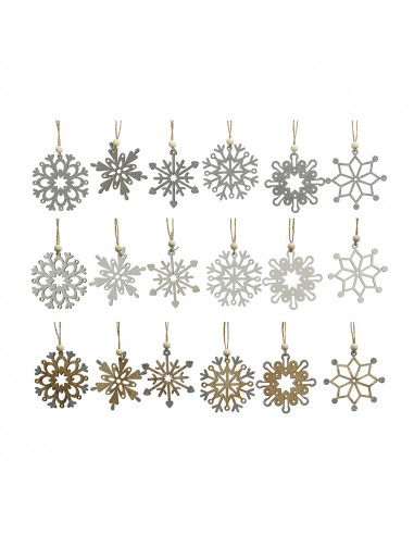 Figurines en bois pour arbre de noël flocons assortis ø6cm