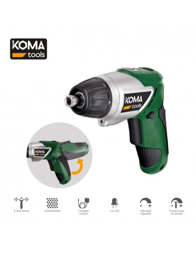 Tournevis a batterie reversible 3.6v lithium 1300ma 17,5x14,8cm koma tools