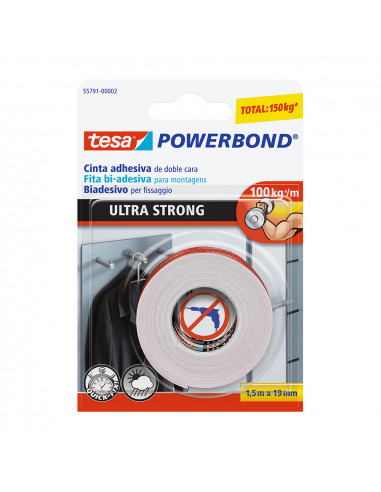 Ruban de montage extra fort 1,5m x 19mm 55791 tesa