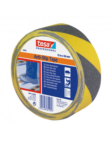 Ruban antidérapant noir / jaune 15m x 50mm 60951 tesa