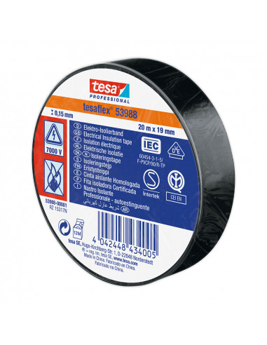 Ruban isolant homologué noir 20m x 19mm 53988 tesa