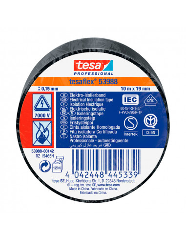 Ruban isolant homologué noir 10m x 19mm 53988 tesa