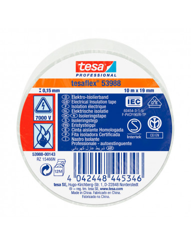 Ruban isolant homologué blanc 10m x 19mm 53988 tesa