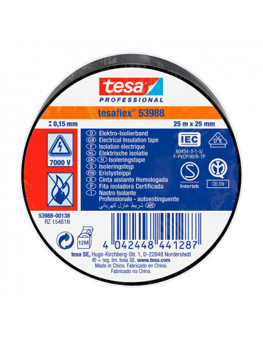 Ruban isolant homologué noir 25m x 25mm 53988 tesa