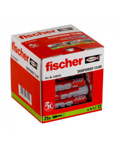 Pack 25 bouchons murales duo power 12x60 538243 fischer