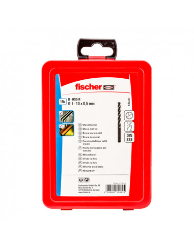 Pack 19 forets métalliques hss-r din338 1-10 543327 fischer.