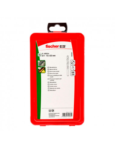 Pack 25 forets métalliques hss-co din338 1-13 543330 fischer