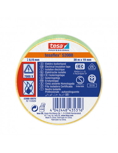 Ruban isolant homologué bicolore 20m x 19mm 53988 tesa