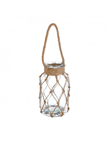 Porte-bougie avec corde de raffia 26x15.5 cm