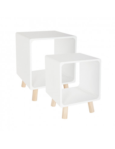 Set 2 nuit tables color blanc collection 'nordic'.
