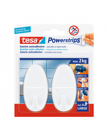 Tesa powerstrips jusqu'à 2kg ovale blanc 58013
