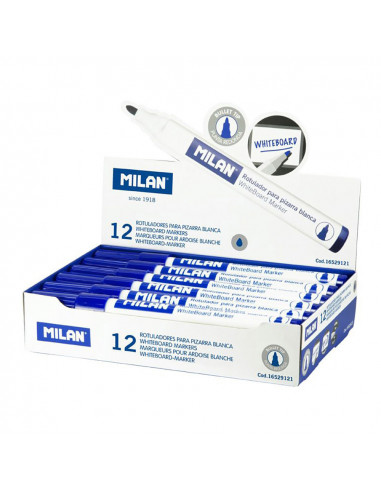 Boite de 12 feutres bleus ø4,7mm pour tableau blanc milan
