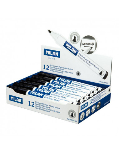 Boite de 12 feutres noires ø4,7mm pour tableau blanc milan
