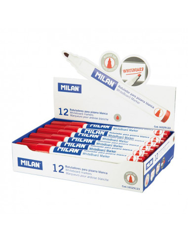 Boite de 12 feutres rouges ø4,7mm pour tableau blanc milan