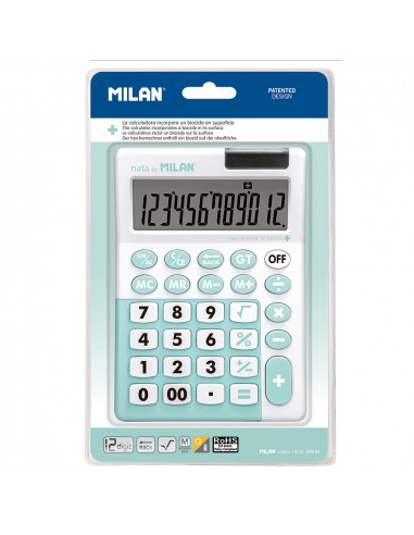 Calculateur 12 chiffres blister 1 turquoise, + édition milan