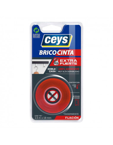Ceys brico tape extra strong transparent 1,5m 507519
