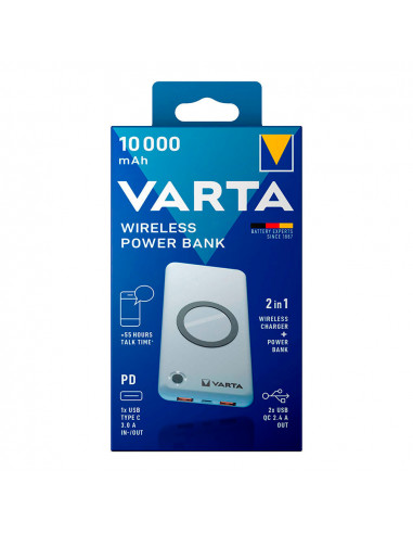 Wireless power bank 10.000ma varta 100/240v