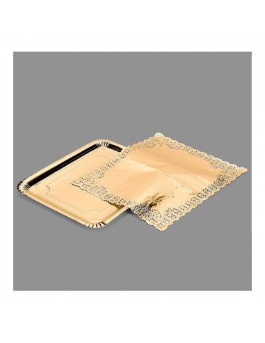 Sac 1 plat rectangulaire avec dentelle dorée 31x38cm