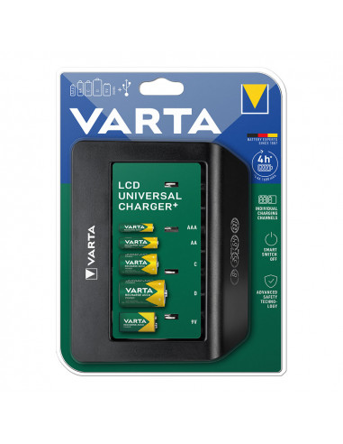 Varta lcd multi charger+chargeur sans batterie 1600ma 4h universel
