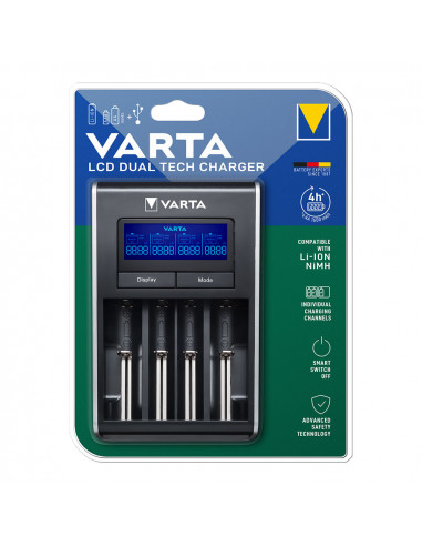 Chargeur varta lcd dual tech pour batteries li-ion et ni-mh sans batteries 100/240v