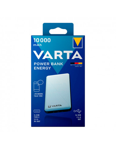 Power bank energy 10.000ma varta 100/240v 73x15x138mm