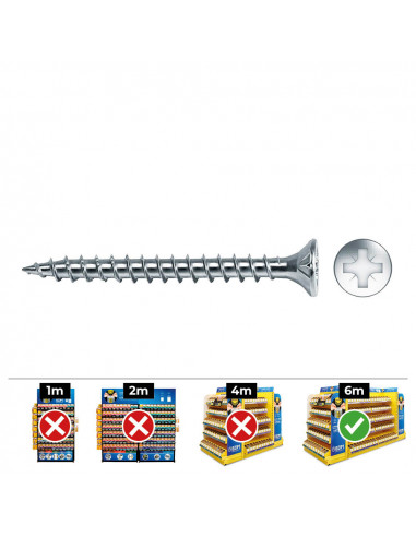 Vis à bois frais. pozi din vlox 4x25 zinc. + lubr. boîte 1000 uni. celo