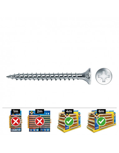 Vis à bois frais. pozi din vlox 5x80 zinc. + lubr. boîte 100 uni. celo