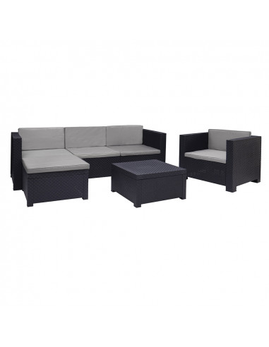 Ensemble jardin/terrasse canapé+fauteuil+table manhattan graphite sp berner