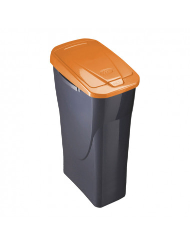 Poubelle 15 litres ecobin avec couvercle noir/oranje 31x20x42cm mondex