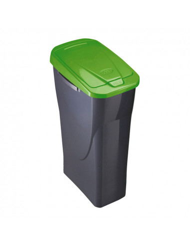 Poubelle 15 litres ecobin avec couvercle noir/vert 31x20x42cm mondex