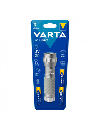 Lampe de poche ultraviolette uv light varta 8,5h 3aaa