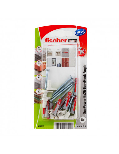 Blister 2 clous angles duopower easyhook 10x50 557918 fischer