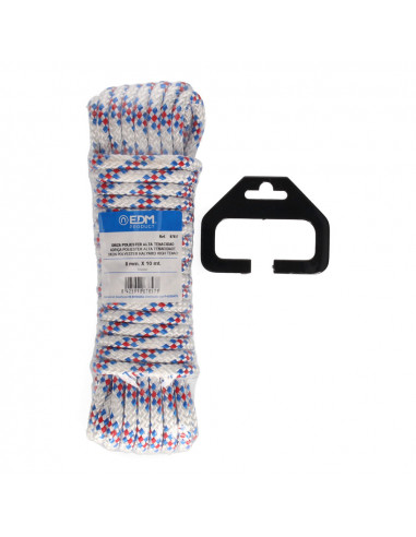 Écheveau 10 mt. polyester drisse tricolore haute tenacité. calibre 8 mm edm