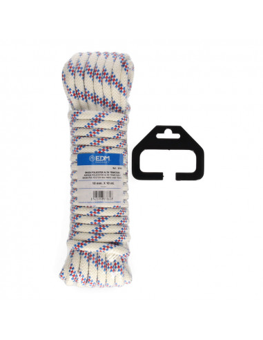 Écheveau 10 mt. polyester drisse tricolore haute tenacité. calibre 10 mm edm