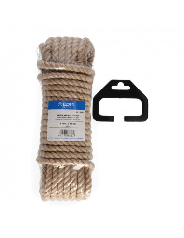 Écheveau 10 mt. corde bio en jute naturel. 3 cordages. calibre 8 mm edm