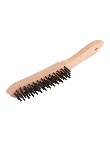 Brosse a main, acier, 4 rangs, manche bois 2722000 wolfcraft