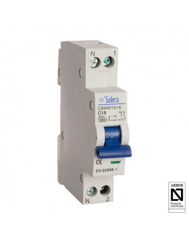 Solera magnetothermique 1 ple+neutre 16a (étroit) cbmm1n16