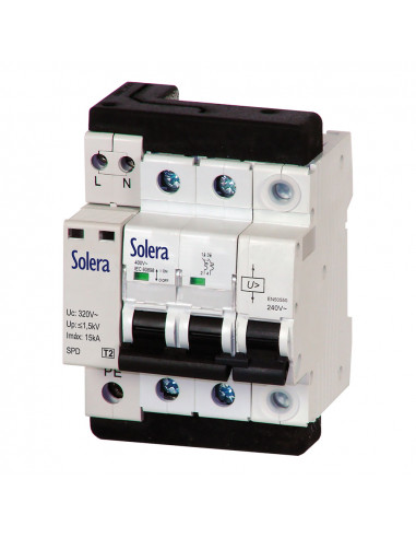 Disjoncteur monophasé bipolaire 2p 40a c 10ka solera combi2p40t15