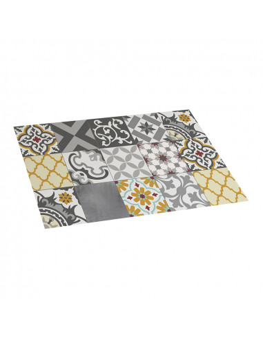 Tapis vinyle croma patch gris-ambre 45x75cm