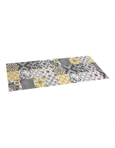Tapis vinyle patch chrome gris-ambre 50x140cm