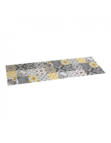 Tapis vinyle patch chrome gris-ambre 60x200cm