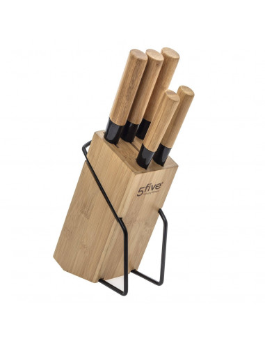 Bloc bambou avec 5 couteaux 32.5x22.5x7.5cm