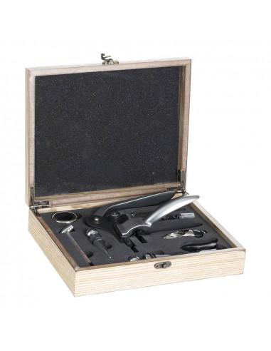 Coffret bois sommelier 9 pièces
