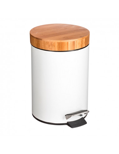 Poubelle de bain bambou-blanc 3l collection 'natureo'
