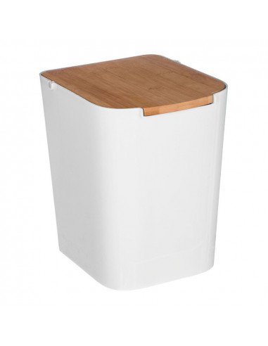 Poubelle de salle de bain bambou-blanc 5l collection 'baltik'