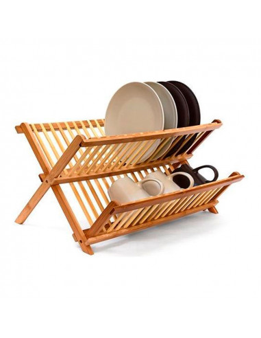 Égouttière pliable en bambou 42x33.5x25.5cm