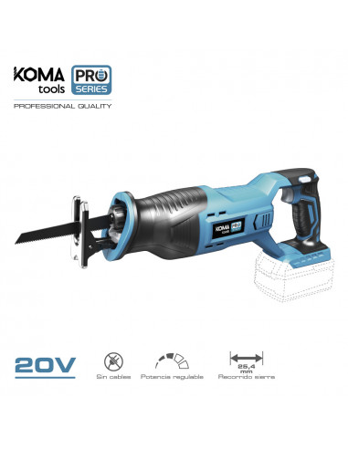 Scie sabre 20v (sans batterie et chargeur) 8,5x44x15.5cm koma tools pro series battery