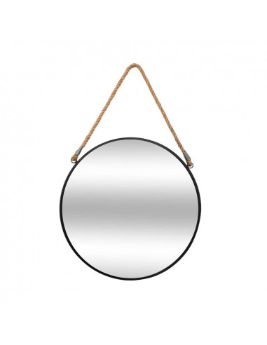 Miroir rond noir avec corde diam.38cm