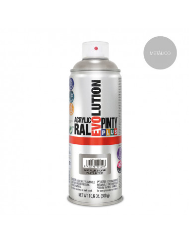 Peinture en aérosol pintyplus evolution metallisee 520cc argent mt191